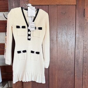 Self-Portrait Cream and Black Mini Dress